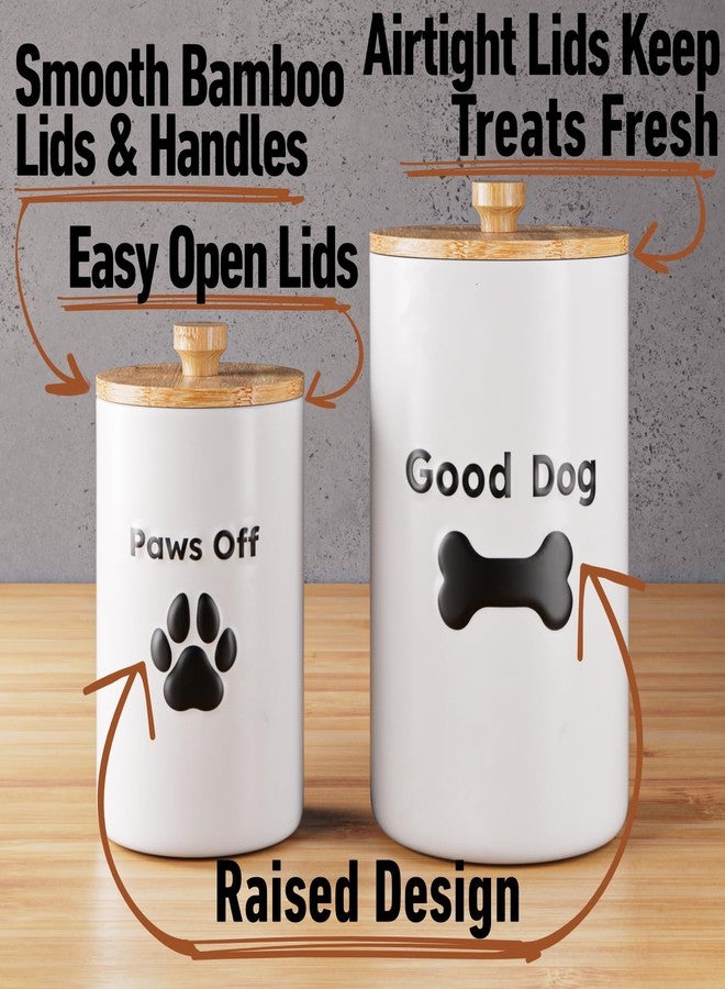 HB Design Co. Dog Treat Container Airtight Set of 2 - 9x5 & 7x4 inch Ceramic Dog Treat Jars for Kitchen Counter with Airtight Lids - 11 Cup Capacity Pet Treat Container Set - Doggie Cookie Jar - Big Treats Canister - Image 2